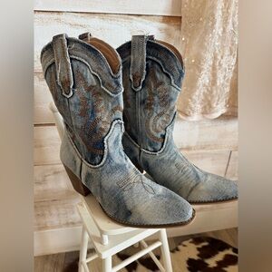 Denim Western Cowboy Boots